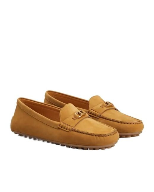 Tod's Brown T-Buckle Topstitched Loafers