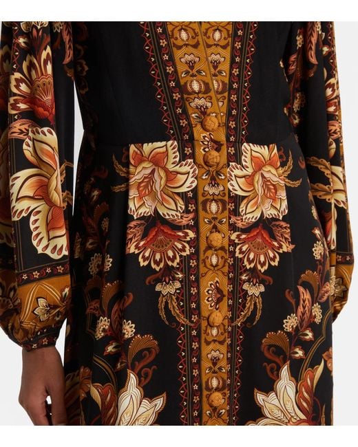 Farm Rio Brown V-Neck Long-Sleeved Dress