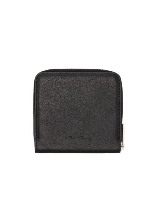 Rick Owens Black Logo Embossed Zip Around Wallet for men