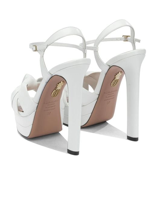 Aquazzura White Nina Plateau Platform Heeled Sandals