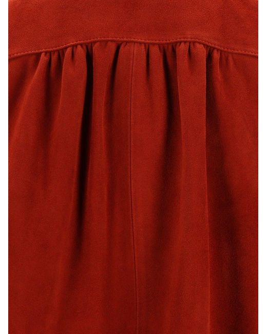 Forte_forte Red Suede Band Collar Jacket