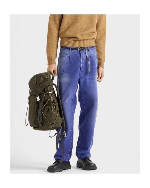 Prada Blue Cotton Twill Pants for men