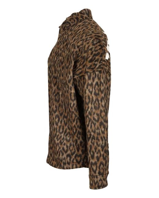 Palm Angels Brown Leopard Printed Shirt for men