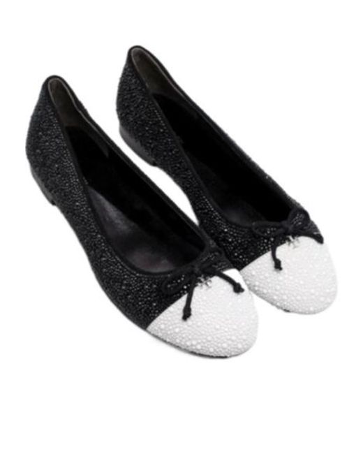 Tory Burch Black Bow-Detailed Embellished Flats