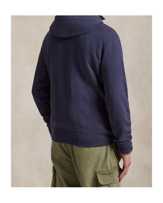 Polo Ralph Lauren Blue Embroidered Drawstring Hoodie for men