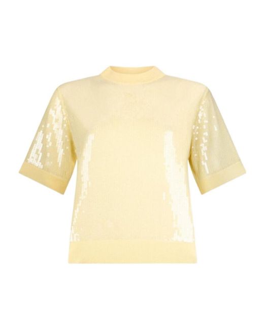 Liu Jo White Sequin-Embroidery Round-Neck T-Shirt