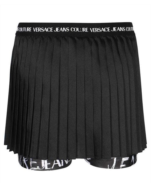 Versace Jeans Black Couture Pleated High-Waisted Skorts