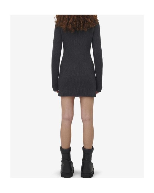McQueen Blue Ribbed Knit Mini Dress