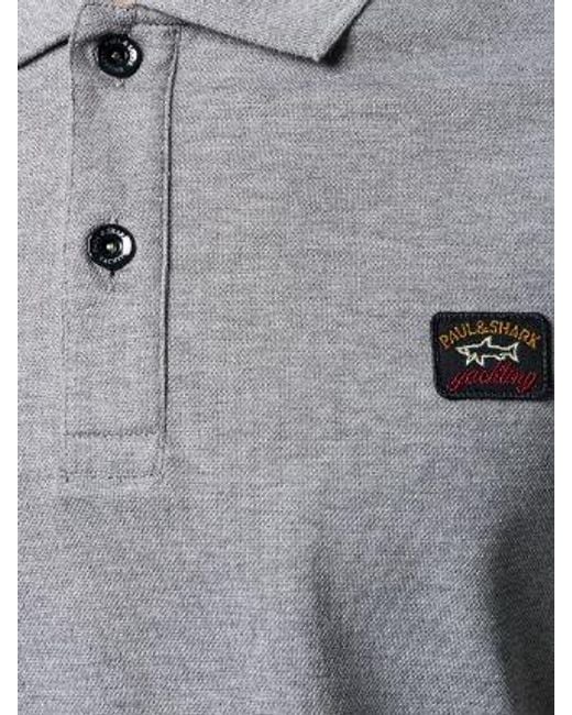 Paul & Shark Gray Logo Patch Polo Shirt for men