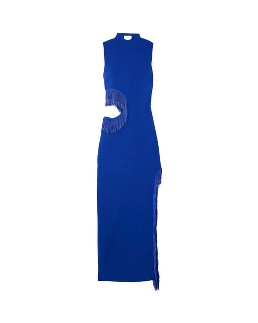 Galvan Blue Beaded Tassel Dress