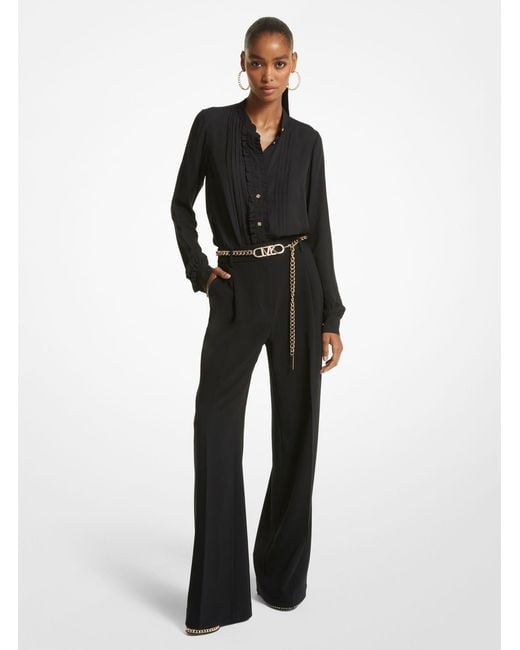 Michael Kors Black Michael Pleat Detailed Buttoned Shirt