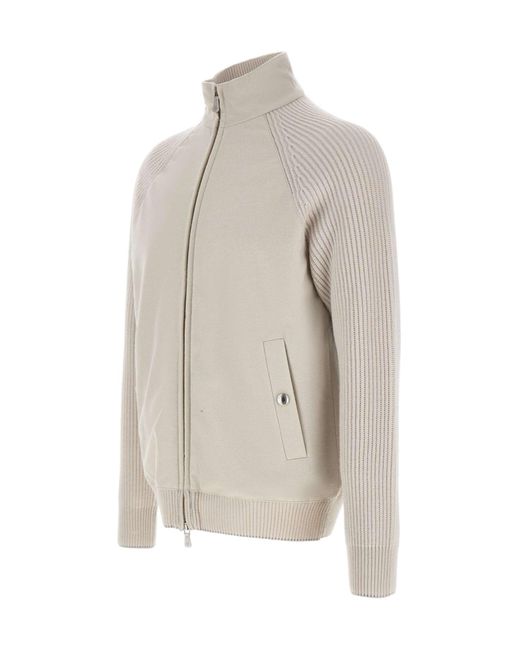 Eleventy White Ribbed Knit Jacket for men