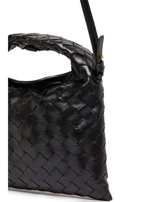 Bottega Veneta Black Woven Detail Shoulder Bag