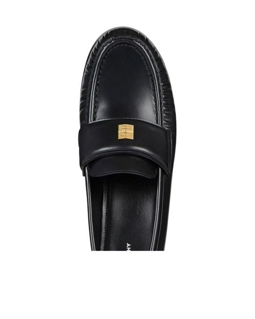 Givenchy Black 4G Logo Plaque Round-Toe Loafers