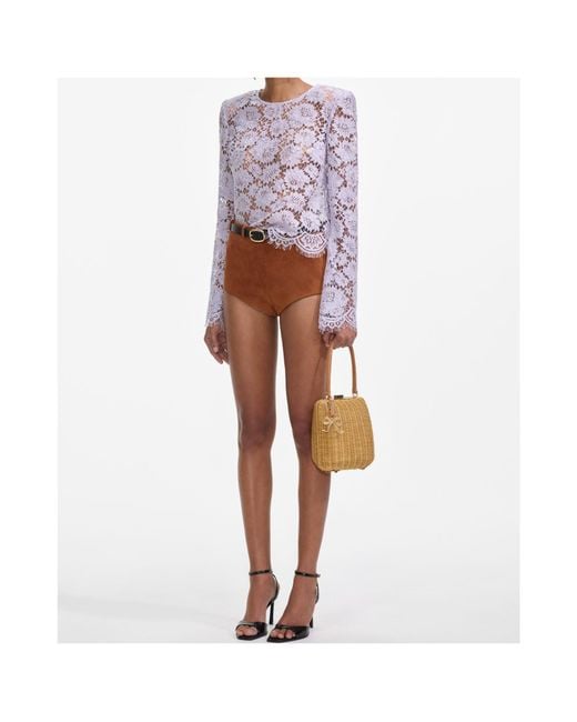 Self-Portrait White Lace Fluted Sleeve Top