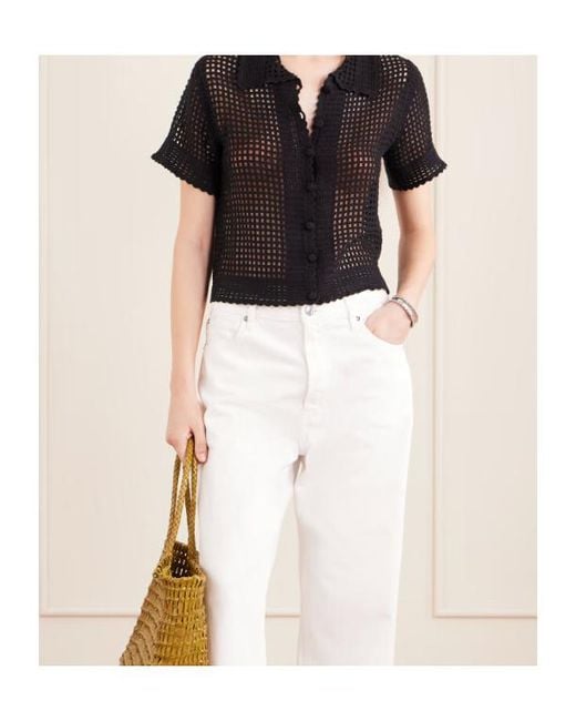 FRAME Black Short-Sleeve Cardigan