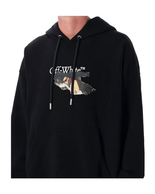 Off-White c/o Virgil Abloh Black Paint Arrow Cotton Skate Hoodie for men