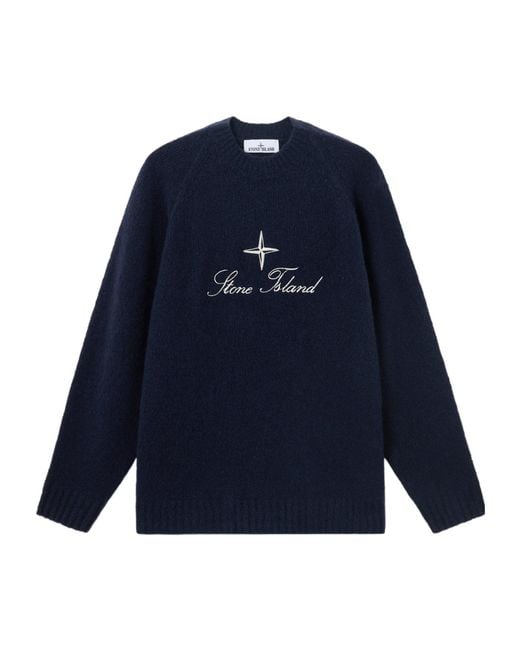 Stone Island Blue Oversized-Fit Raglan Crewneck Sweater for men