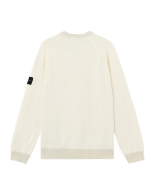 Stone Island White Logo Patch Crewneck Jumper for men