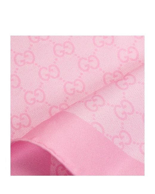 Gucci Pink Printed Silk Twill Diamond Scarf