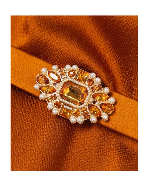 Andrew Gn Orange Cape-Effect Belted Tasseled Hammered-Satin Blouse