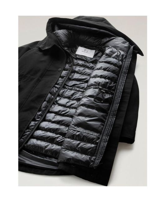 Woolrich Black Zip-Up Reversible Coat