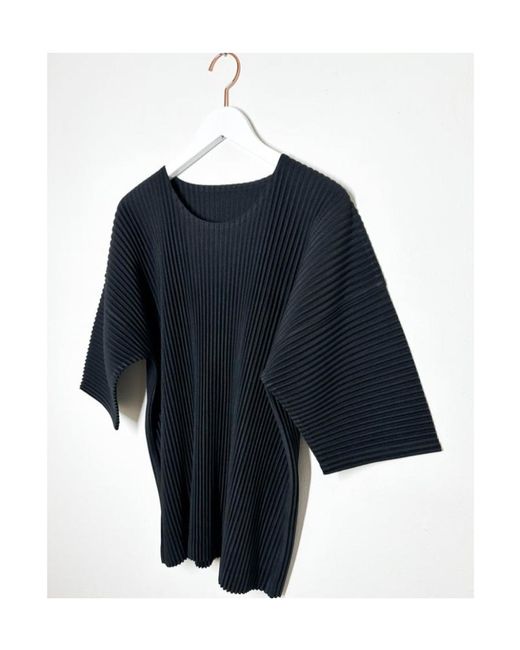 Homme Plissé Issey Miyake Blue Homme Plissé Issey Miyake Mc May Crewneck Pleated T-Shirt for men