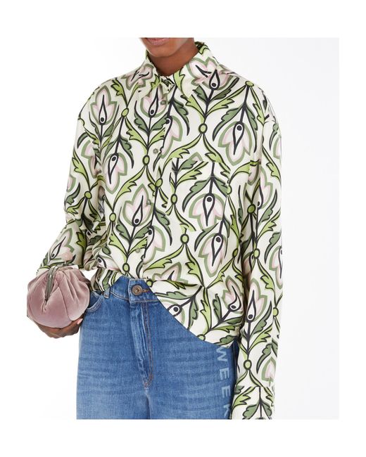 Weekend by Maxmara Green Silk Twill Shirt