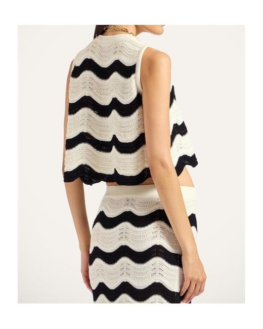 LaDoubleJ White Wave-Pattern Knitted Top