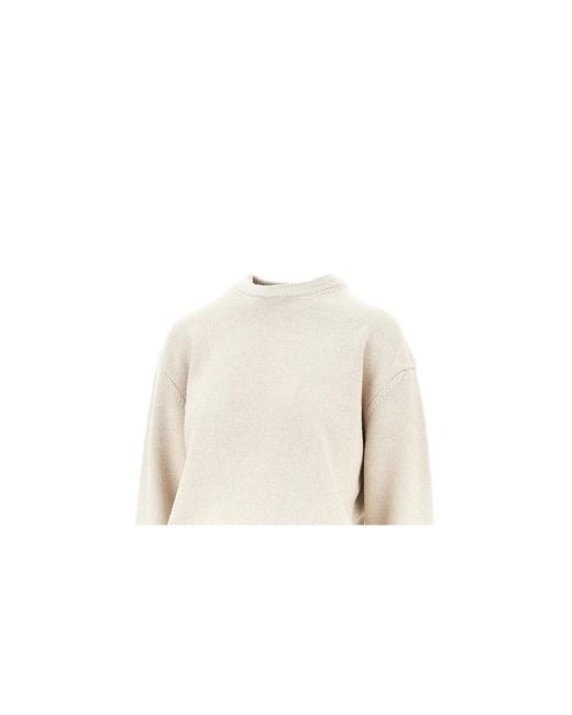 Jacquemus Natural Ribbed-Knit Crew-Neck Wool Sweater