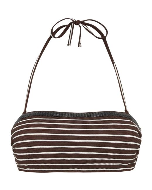Brunello Cucinelli Metallic Monili-Detail Bikini Top