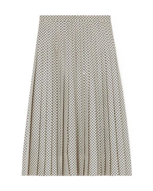 Loro Piana Gray Pleated Midi Skirt
