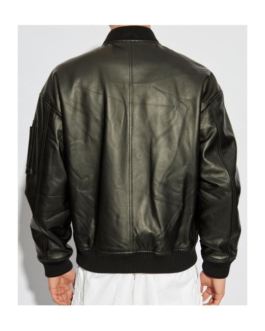 DSquared² Black Zip-Up Leather Jacket for men