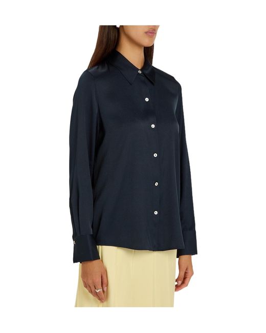 Vince Blue Silk-Blend Shirt