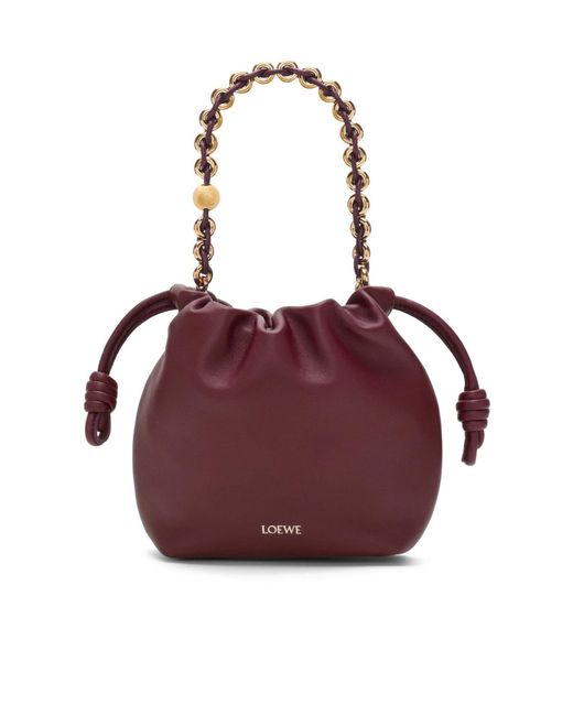 Loewe Red Flamenco Drawstring Mini Shoulder Bag