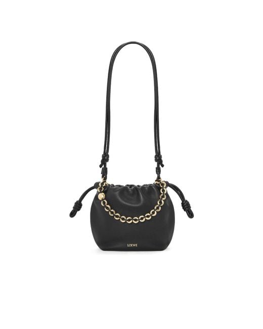 Loewe Black Flamenco Drawstring Mini Shoulder Bag