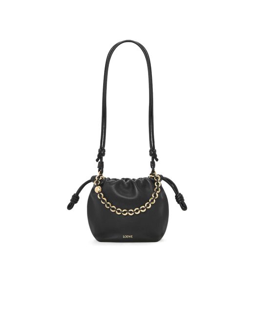 Loewe Black Flamenco Drawstring Mini Shoulder Bag