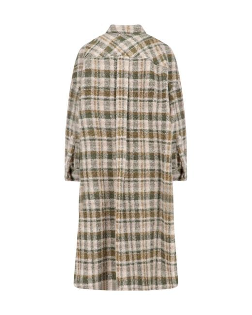 Isabel Marant Natural Isabel Marant Étoile Long-Sleeved Checked Coat
