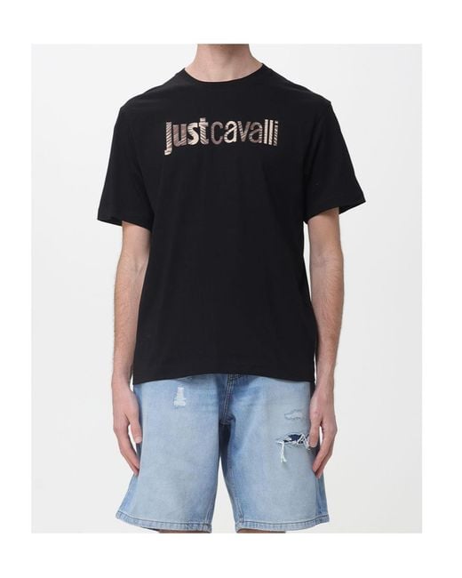 Just Cavalli Black Logo Print T-Shirt for men
