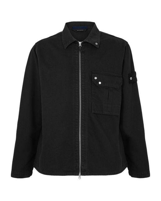 Stone Island Black Front Zip-Up Denim Jacket for men