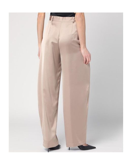 ANDAMANE Natural Pleated Wide-Leg Pants