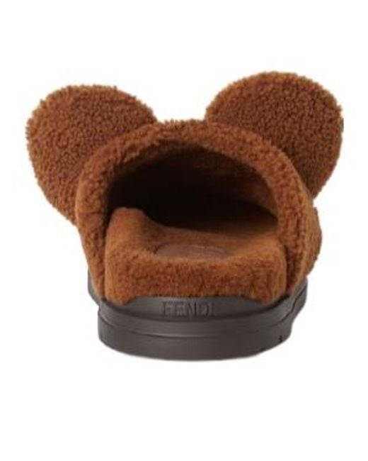 Fendi Brown 3D Detail Slip-On Sabots for men