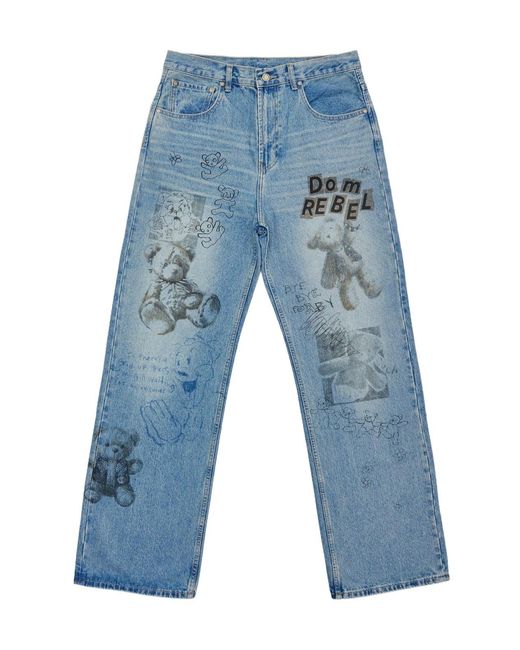 DOMREBEL Blue Belt-Loop Jeans for men