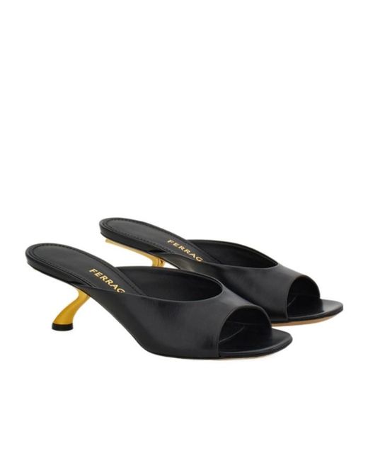 Ferragamo Brown Ferragamo Sculpted Heel Heeled Sandals