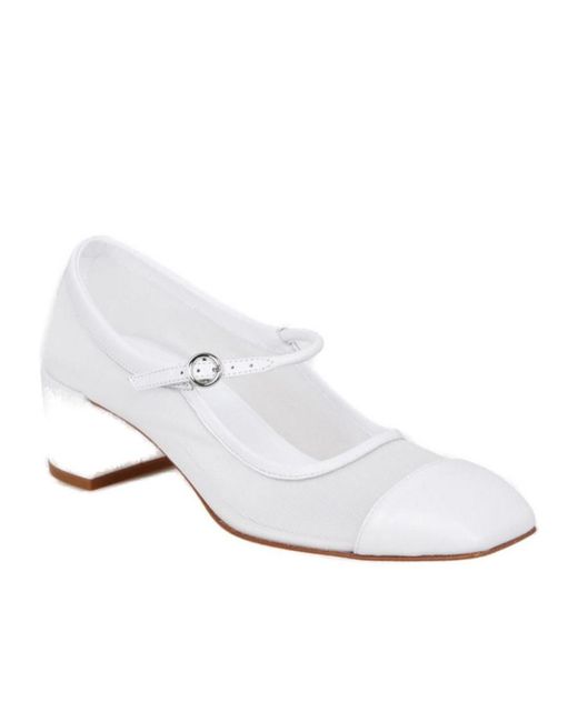 Aeyde White Buckle Fastened High Heeled Pumps