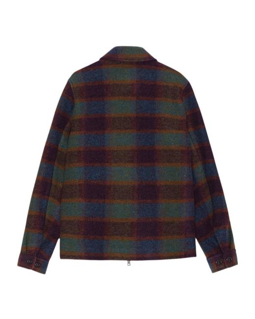 Les Deux Blue Check-Pattern Zip-Up Jacket for men