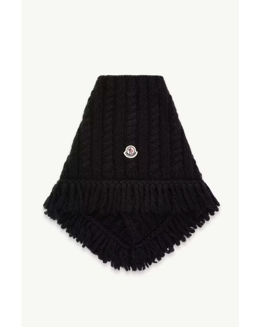 Moncler Black Cable Knit Alpaca Blend Neck Scarf