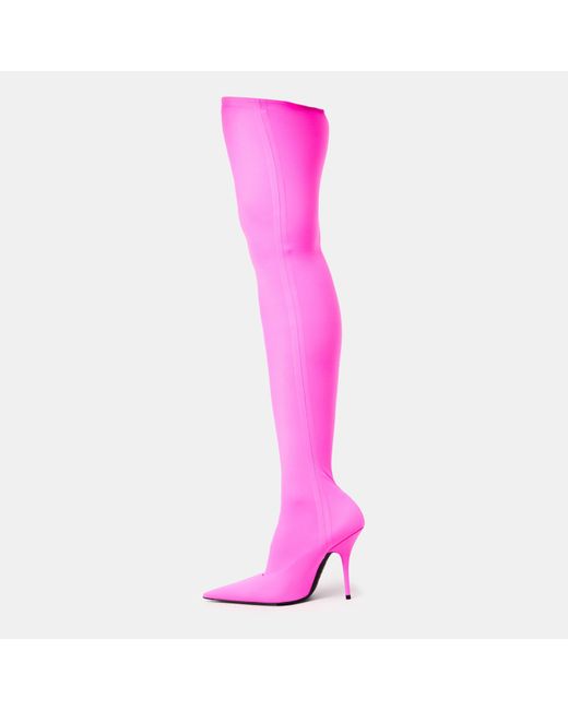 Balenciaga Pink Over The Knee Boots