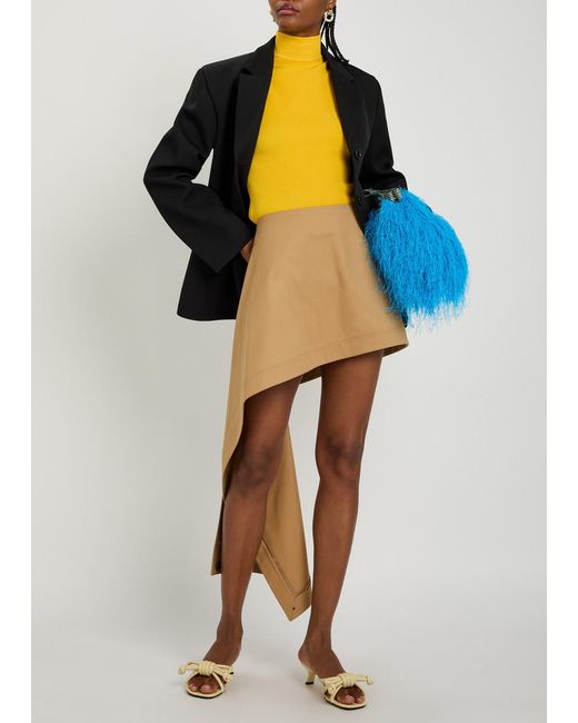Loewe Natural Asymmetric Cotton And Silk-Blend Mini Skirt