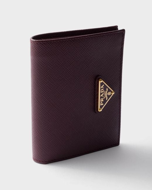 Prada Purple Logo Plaque Bi-Fold Wallet